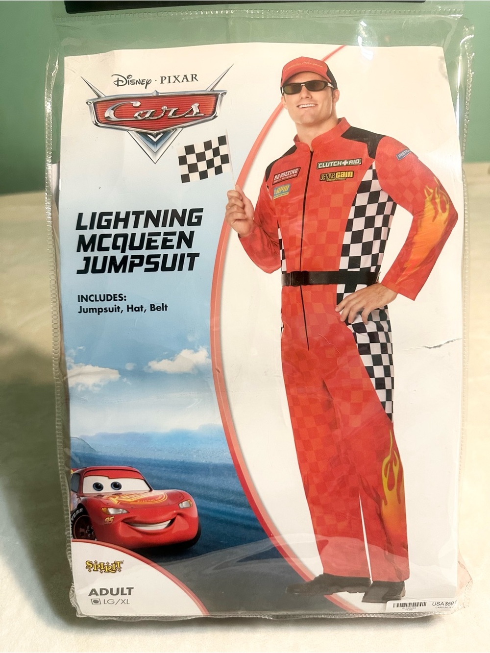 Disney Pixar Cars Lightning McQueen Adult Jumpsuit Costume LG/XL